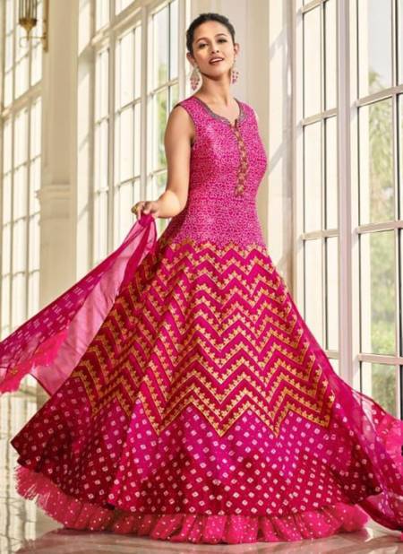 Pink Colour Virasat Soundharia Festive Wear Heavy Designer Gown With Dupatta collection 1001
